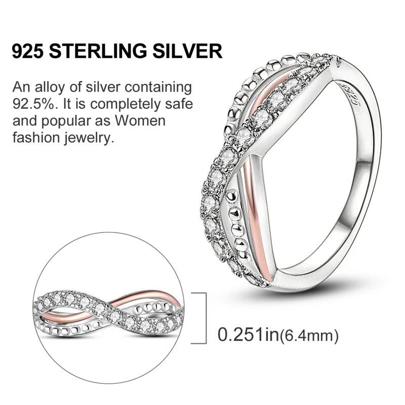 Massiv Sterling Silber 925 Ring filigran Fashion Damenring mit AAA Zirkonia