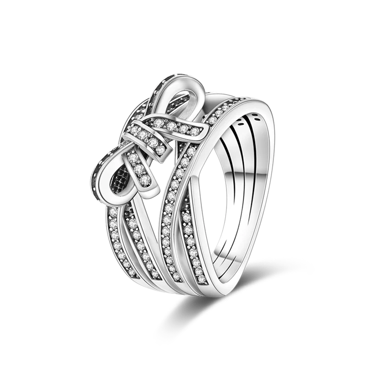 Massiv Sterling Silber 925 Ring filigran Fashion Damenring mit AAA Zirkonia