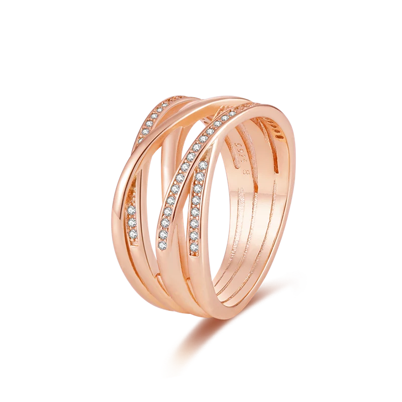 Massiv Sterling Silber 925 Ring filigran Fashion Damenring mit AAA Zirkonia