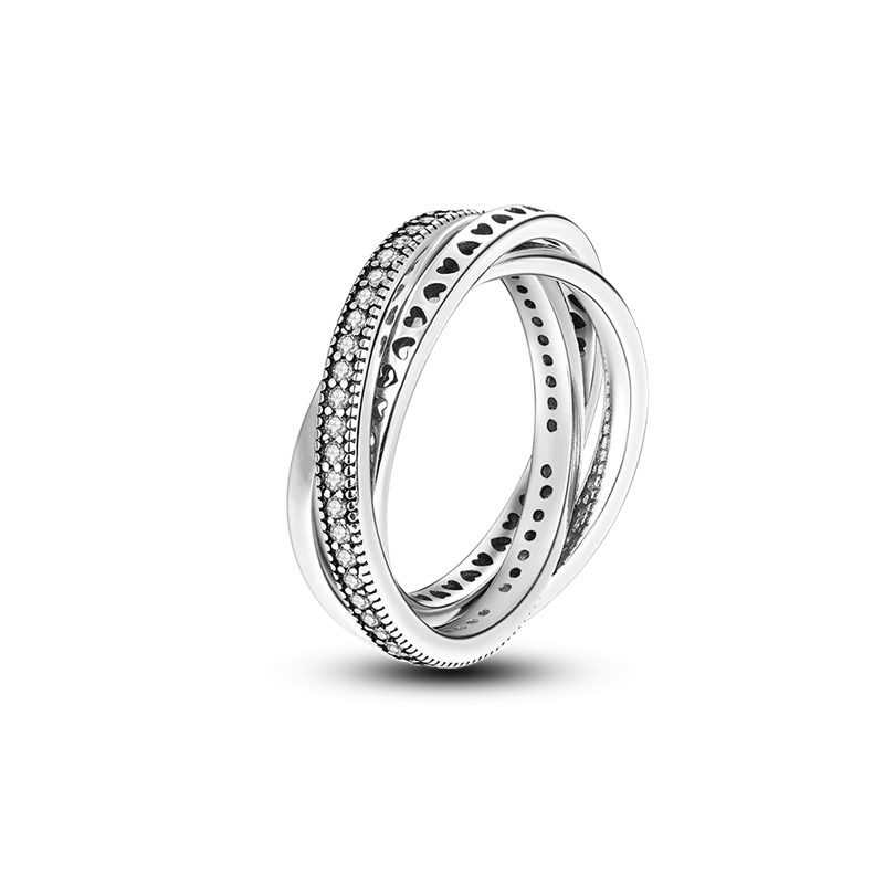 Massiv Sterling Silber 925 Ring filigran Fashion Damenring mit AAA Zirkonia