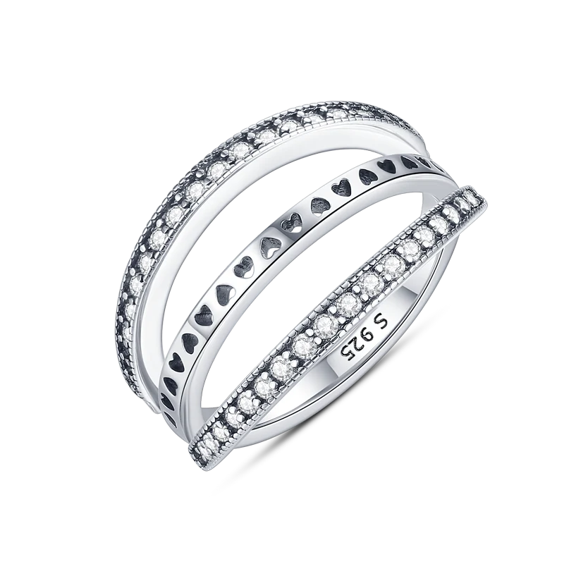 Massiv Sterling Silber 925 Ring filigran Fashion Damenring mit AAA Zirkonia