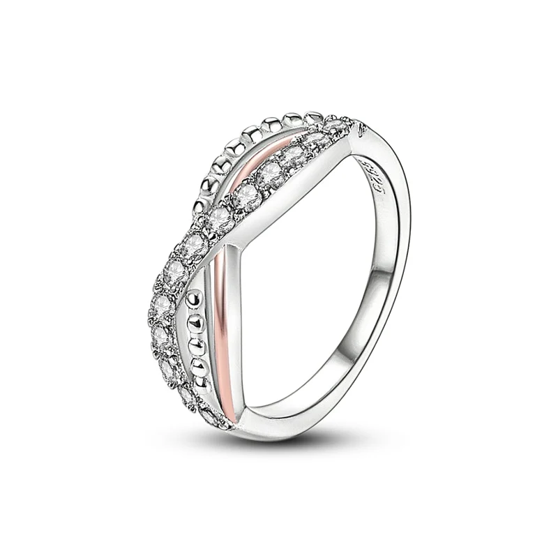 Massiv Sterling Silber 925 Ring filigran Fashion Damenring mit AAA Zirkonia