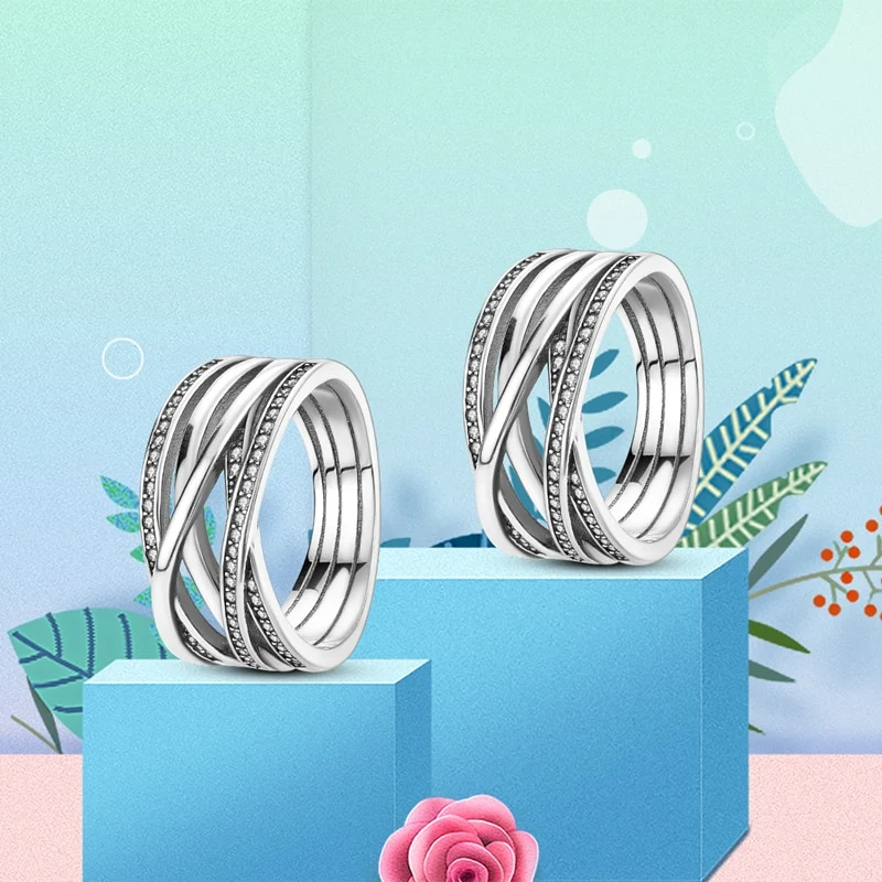 Massiv Sterling Silber 925 Ring filigran Fashion Damenring mit AAA Zirkonia