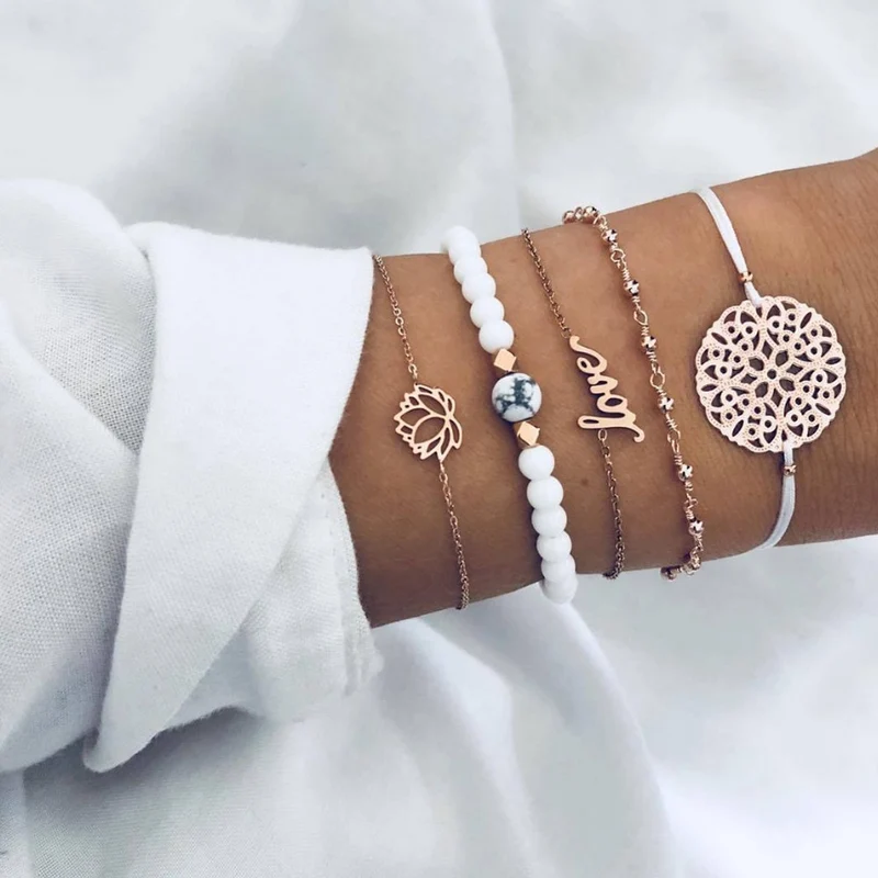 SET Armband Damen Freundschaftsarmband Yoga Bettelarmbänder Makramee