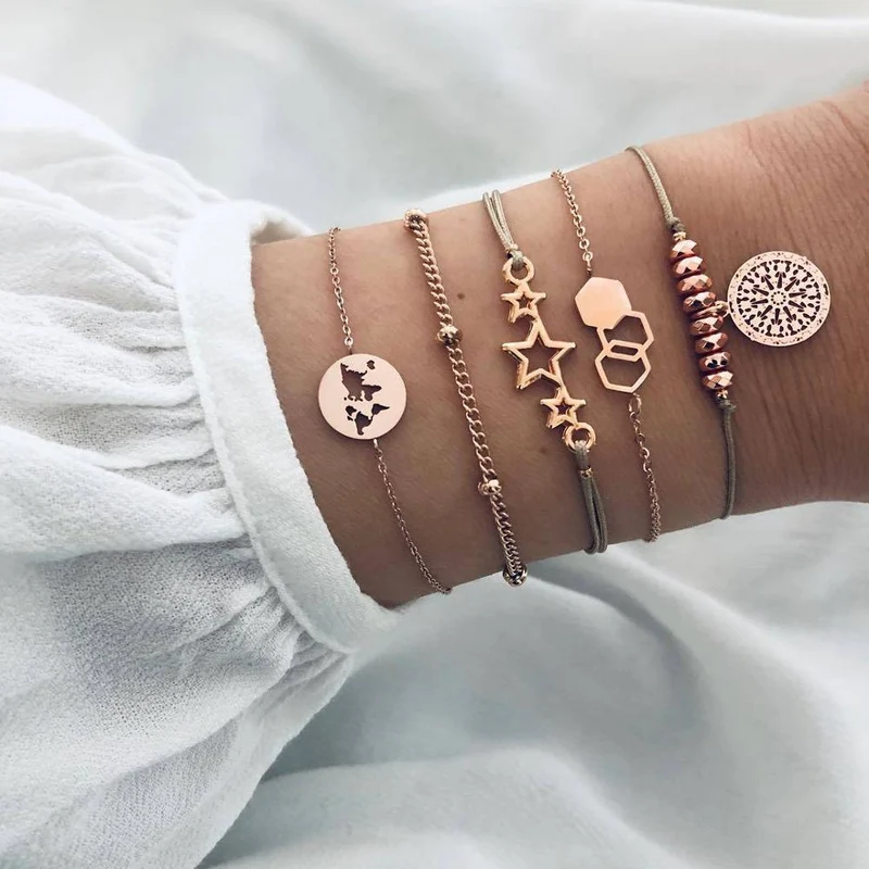 SET Armband Damen Freundschaftsarmband Yoga Bettelarmbänder Makramee