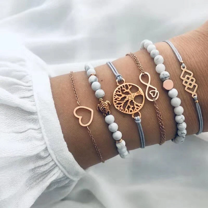 SET Armband Damen Freundschaftsarmband Yoga Bettelarmbänder Makramee
