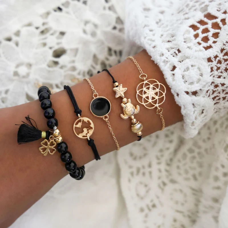 SET Armband Damen Freundschaftsarmband Yoga Bettelarmbänder Makramee