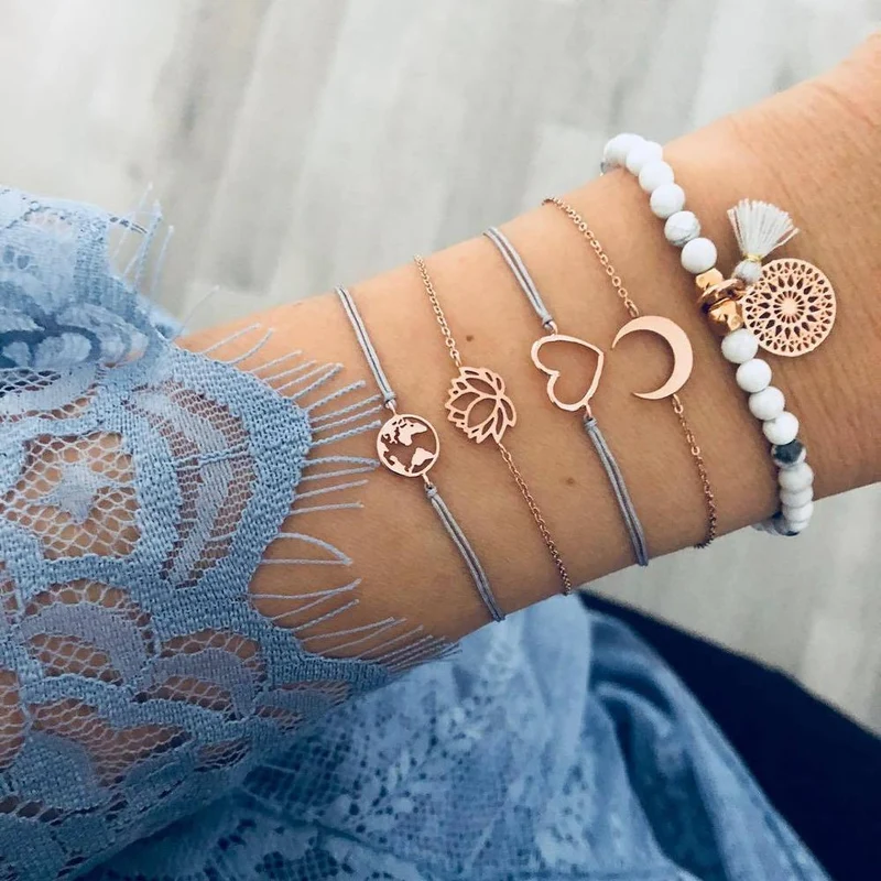 SET Armband Damen Freundschaftsarmband Yoga Bettelarmbänder Makramee
