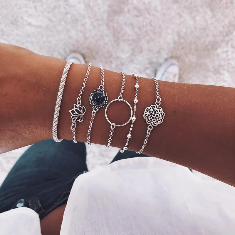 SET Armband Damen Freundschaftsarmband Yoga Bettelarmbänder Makramee