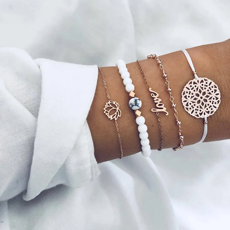 SET Armband Damen Freundschaftsarmband Yoga Bettelarmbänder Makramee