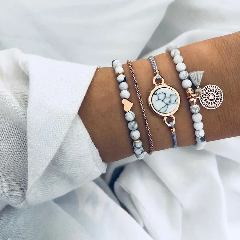 SET Armband Damen Freundschaftsarmband Yoga Bettelarmbänder Makramee
