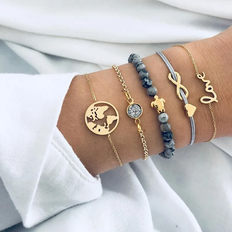 SET Armband Damen Freundschaftsarmband Yoga Bettelarmbänder Makramee