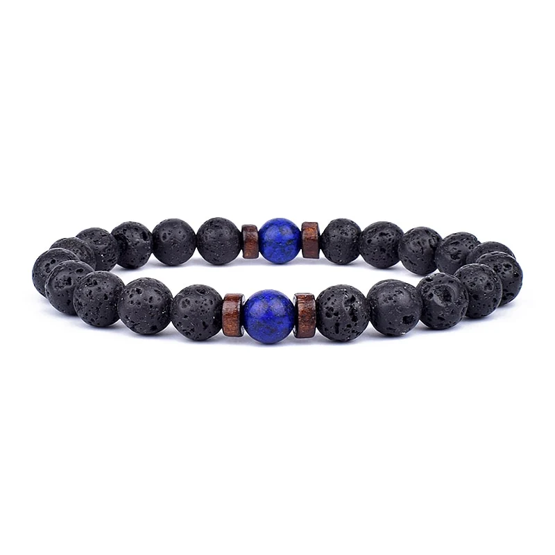 Armband Lava Holz Tibetische Buddha DAMEN HERREN Naturstein Freundschaftsarmband Yoga