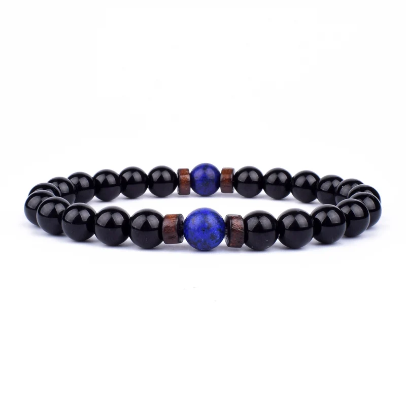 Armband Lava Holz Tibetische Buddha DAMEN HERREN Naturstein Freundschaftsarmband Yoga