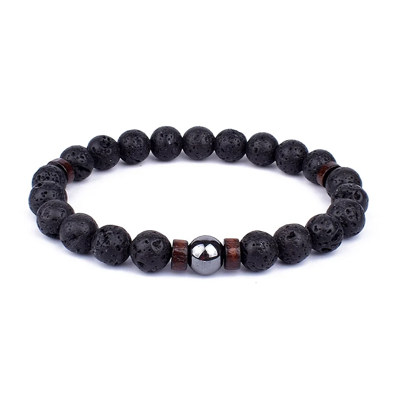 Armband Lava Holz Tibetische Buddha DAMEN HERREN Naturstein Freundschaftsarmband Yoga