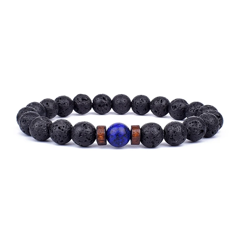 Armband Lava Holz Tibetische Buddha DAMEN HERREN Naturstein Freundschaftsarmband Yoga