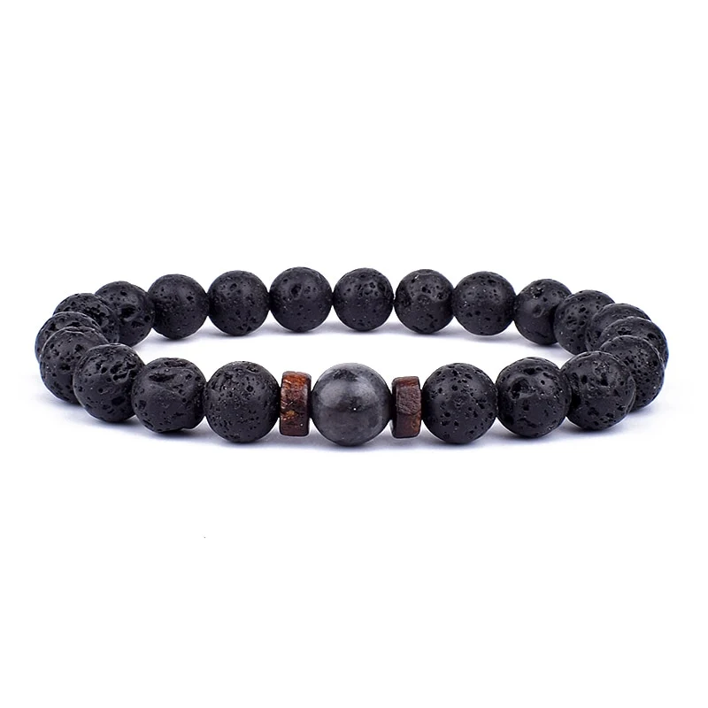 Armband Lava Holz Tibetische Buddha DAMEN HERREN Naturstein Freundschaftsarmband Yoga