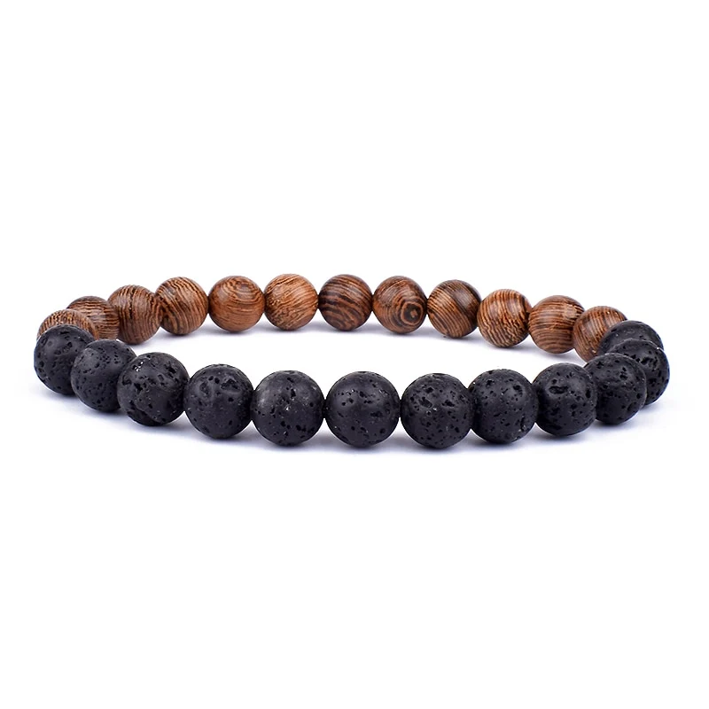 Armband Lava Holz Tibetische Buddha DAMEN HERREN Naturstein Freundschaftsarmband Yoga