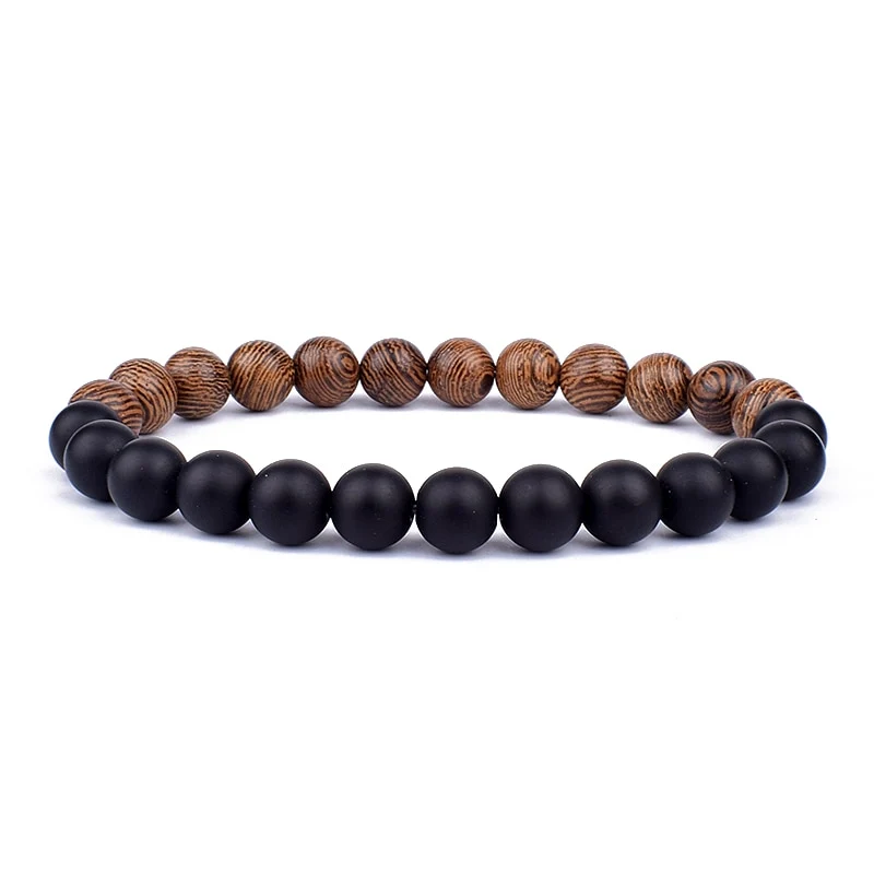 Armband Lava Holz Tibetische Buddha DAMEN HERREN Naturstein Freundschaftsarmband Yoga