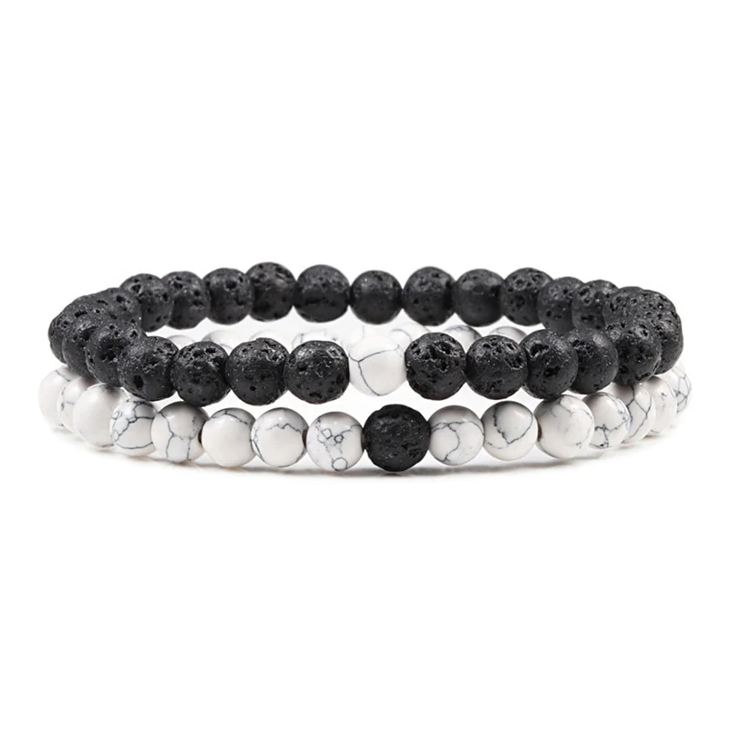 2er SET ARMBAND DAMEN HERREN Naturstein Freundschaftsarmband Yoga