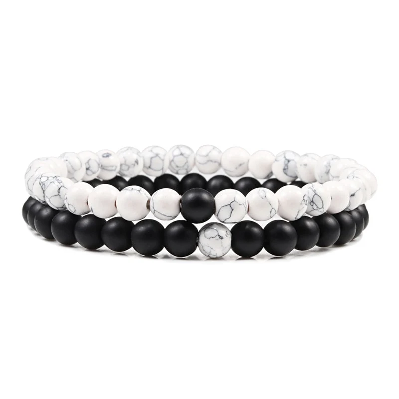 2er SET ARMBAND DAMEN HERREN Naturstein Freundschaftsarmband Yoga