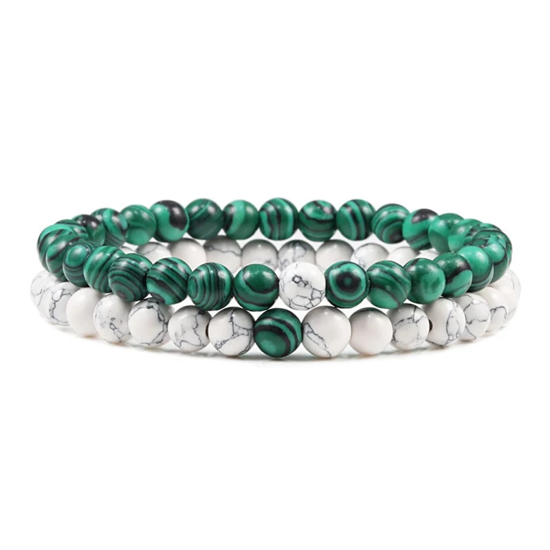 2er SET ARMBAND DAMEN HERREN Naturstein Freundschaftsarmband Yoga