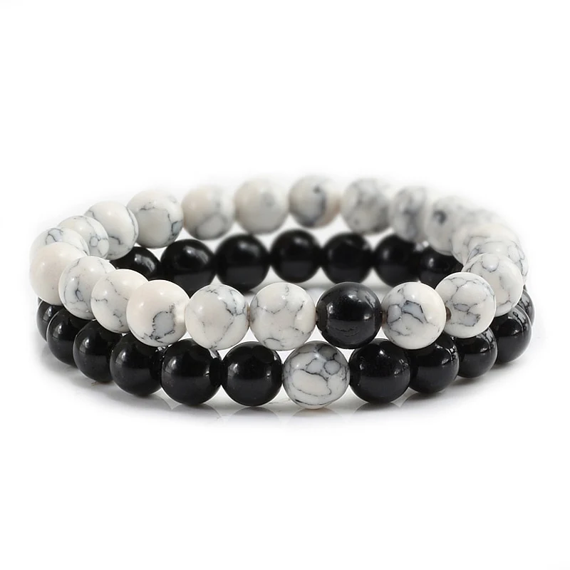 2er SET ARMBAND DAMEN HERREN Naturstein Freundschaftsarmband Yoga