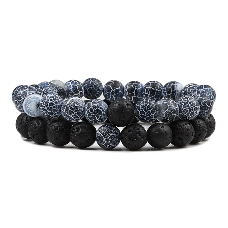 2er SET ARMBAND DAMEN HERREN Naturstein Freundschaftsarmband Yoga
