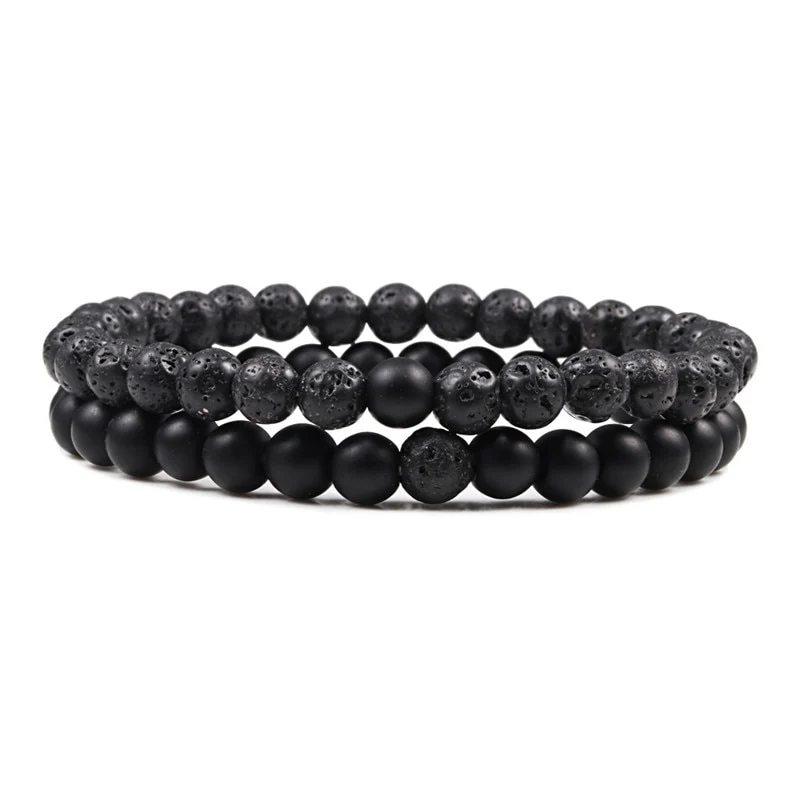 2er SET ARMBAND DAMEN HERREN Naturstein Freundschaftsarmband Yoga
