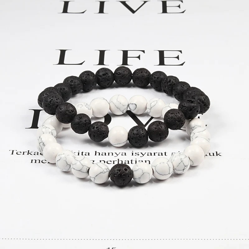 2er SET ARMBAND DAMEN HERREN Naturstein Freundschaftsarmband Yoga