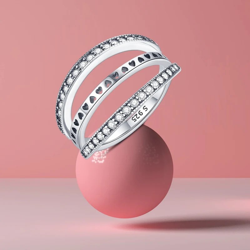 Massiv Sterling Silber 925 Ring filigran Fashion Damenring mit AAA Zirkonia