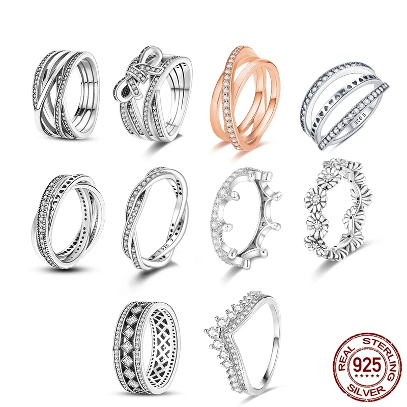 Massiv Sterling Silber 925 Ring filigran Fashion Damenring mit AAA Zirkonia