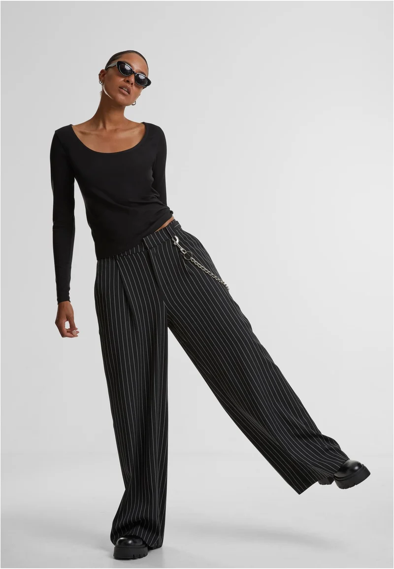 UC Pinstripe Wide Leg Trousers