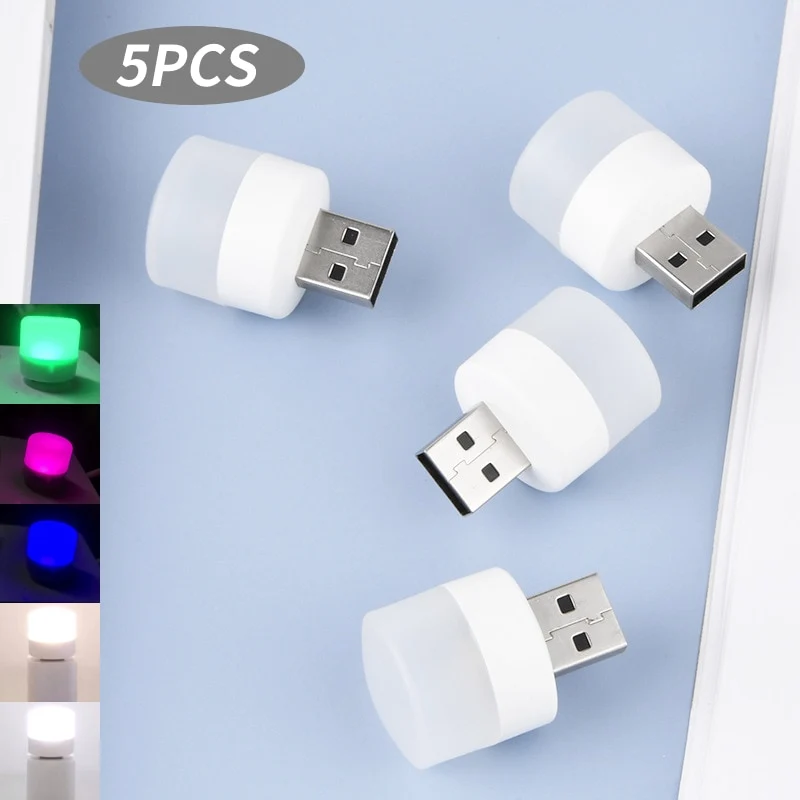 5Stk Mini USB LED Nachtlicht Augenschutz Lampe Computer Nachtlampe Warmweiß