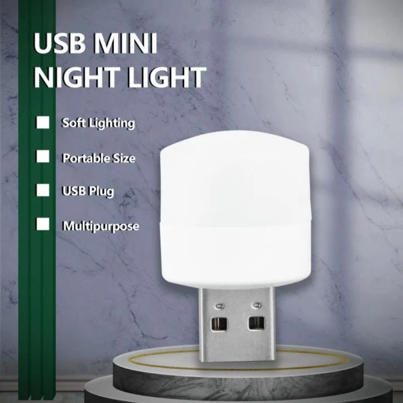 5Stk Mini USB LED Nachtlicht Augenschutz Lampe Computer Nachtlampe Warmweiß