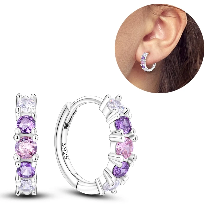 1 Paar Creolen aus 925 sterling Silber Ohrringe Ohrschmuck Zirkonia Ohrstecker
