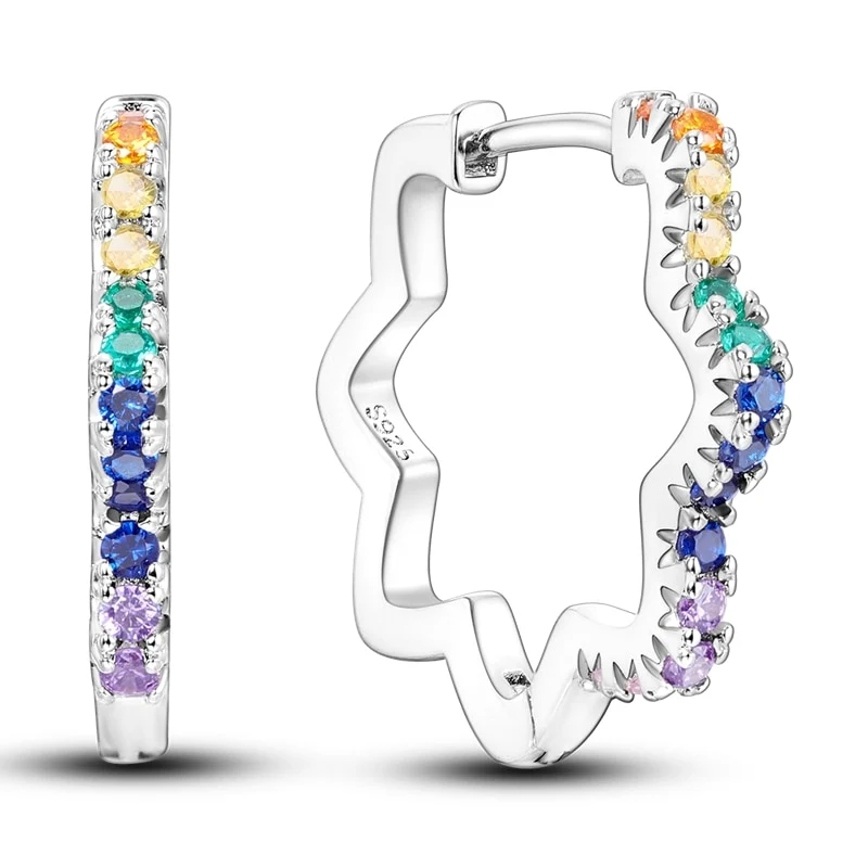1 Paar Creolen aus 925 sterling Silber Ohrringe Ohrschmuck Zirkonia Ohrstecker