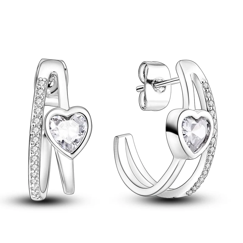 1 Paar Creolen aus 925 sterling Silber Ohrringe Ohrschmuck Zirkonia Ohrstecker