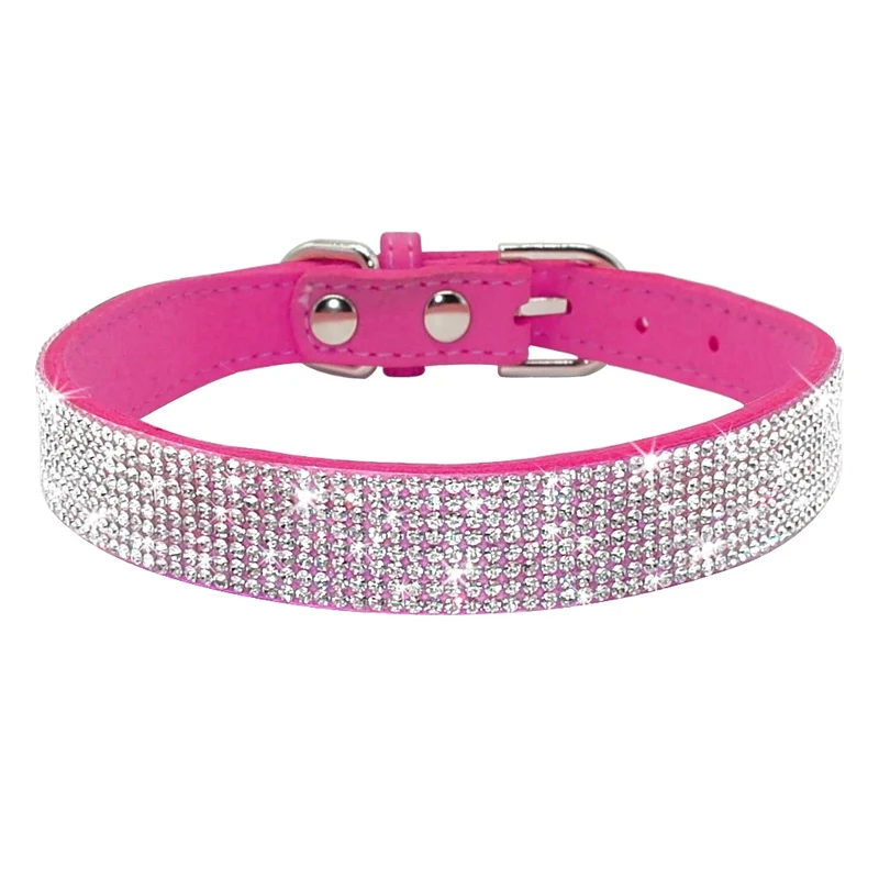 Hundehalsband Strass Silber Mops Halsband S M L Hunde Chihuahua Pink