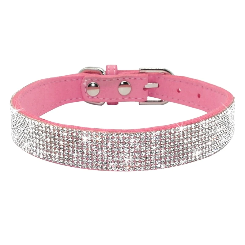 Hundehalsband Strass Silber Mops Halsband S M L Hunde Chihuahua Pink