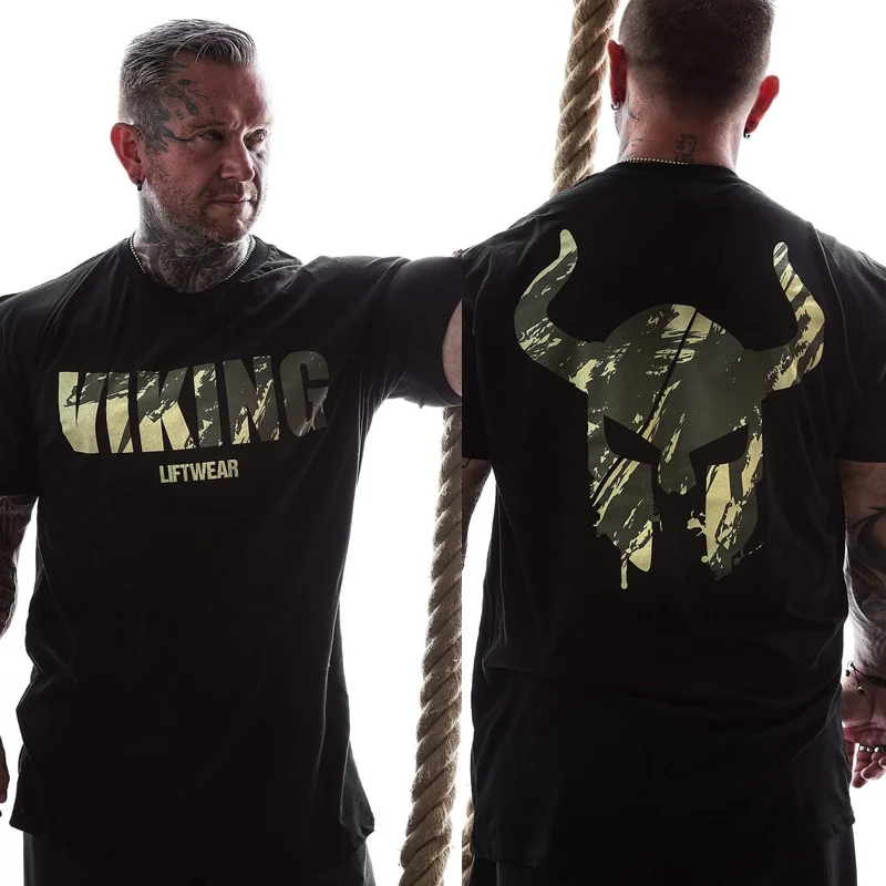 GYM Shirt Sport T-Shirt Men Herren Fitness Sportswear Unisex Streetwear Viking