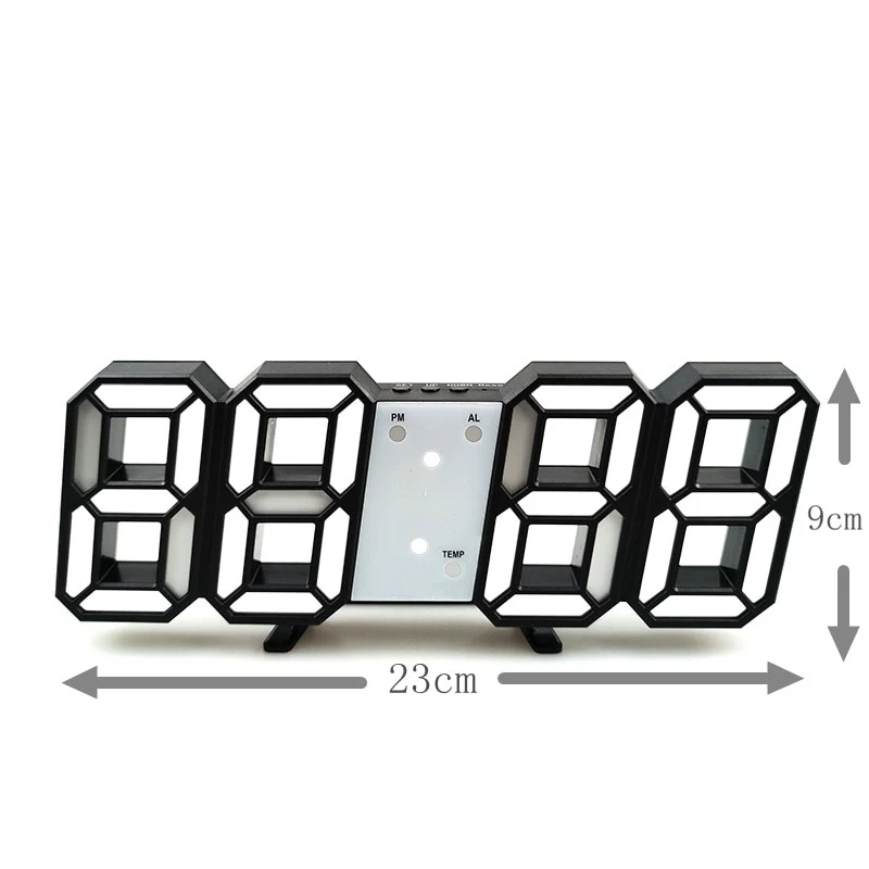 Groß 3D Modern Digital LED Wanduhr 24/12 Stunde USB Display Timer Alarm