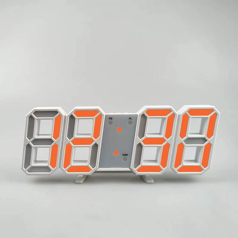 Groß 3D Modern Digital LED Wanduhr 24/12 Stunde USB Display Timer Alarm
