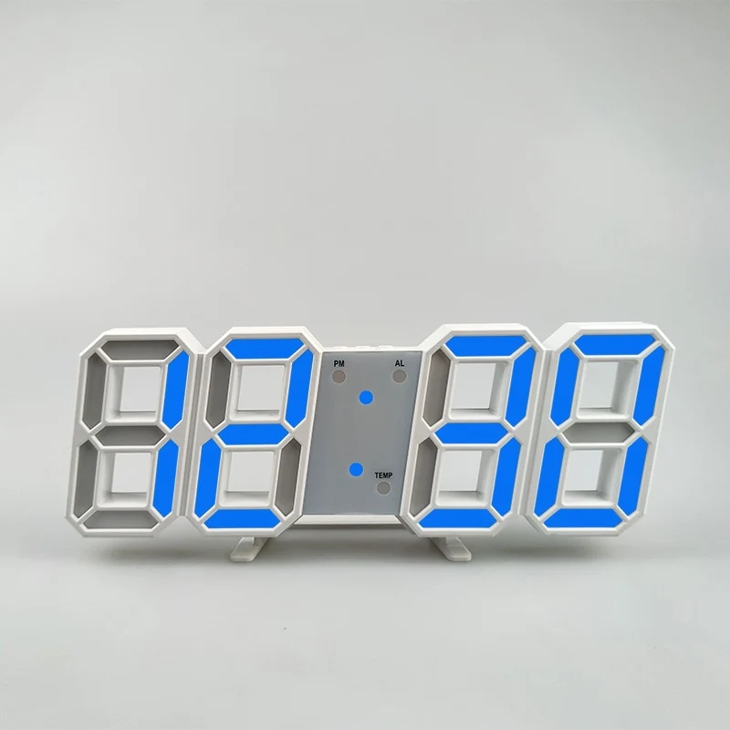 Groß 3D Modern Digital LED Wanduhr 24/12 Stunde USB Display Timer Alarm