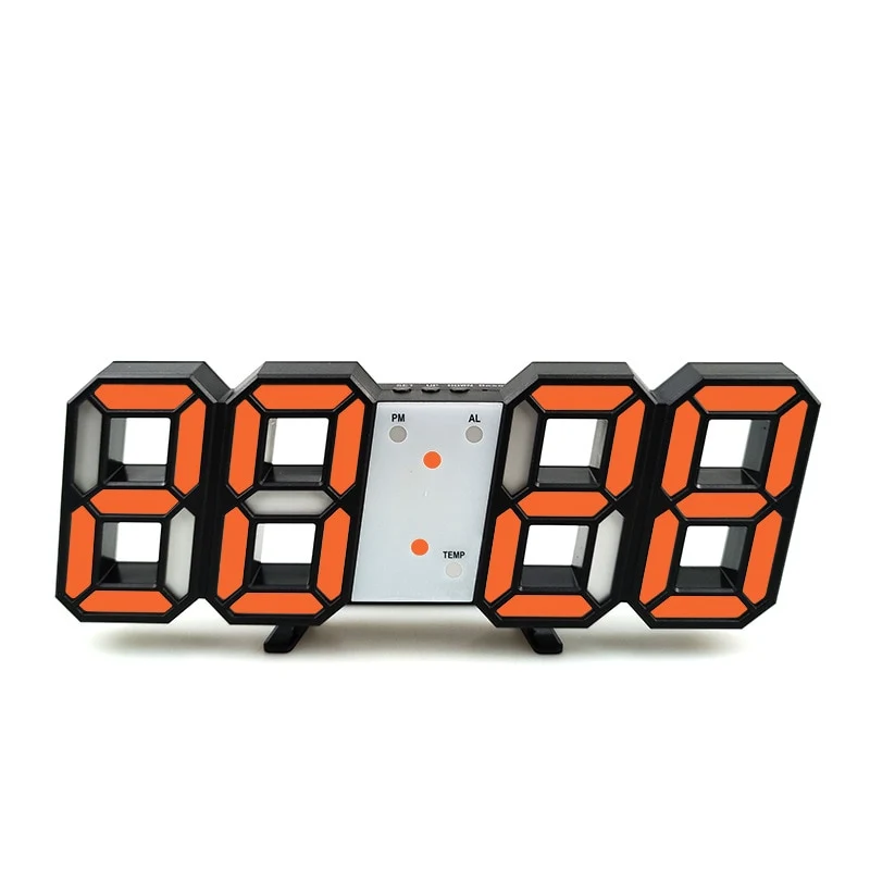 Groß 3D Modern Digital LED Wanduhr 24/12 Stunde USB Display Timer Alarm