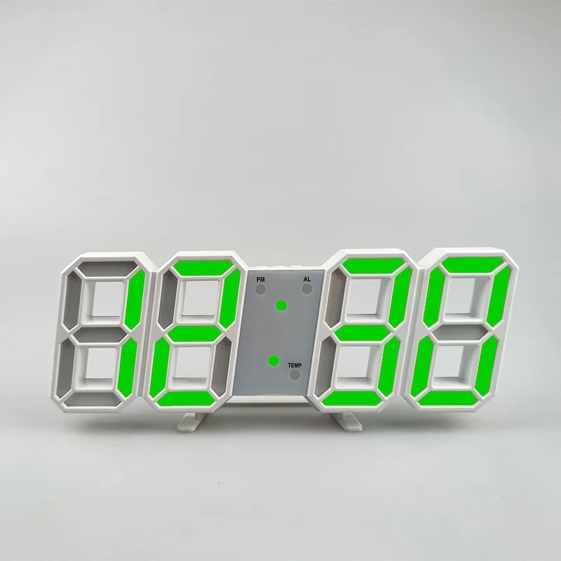 Groß 3D Modern Digital LED Wanduhr 24/12 Stunde USB Display Timer Alarm