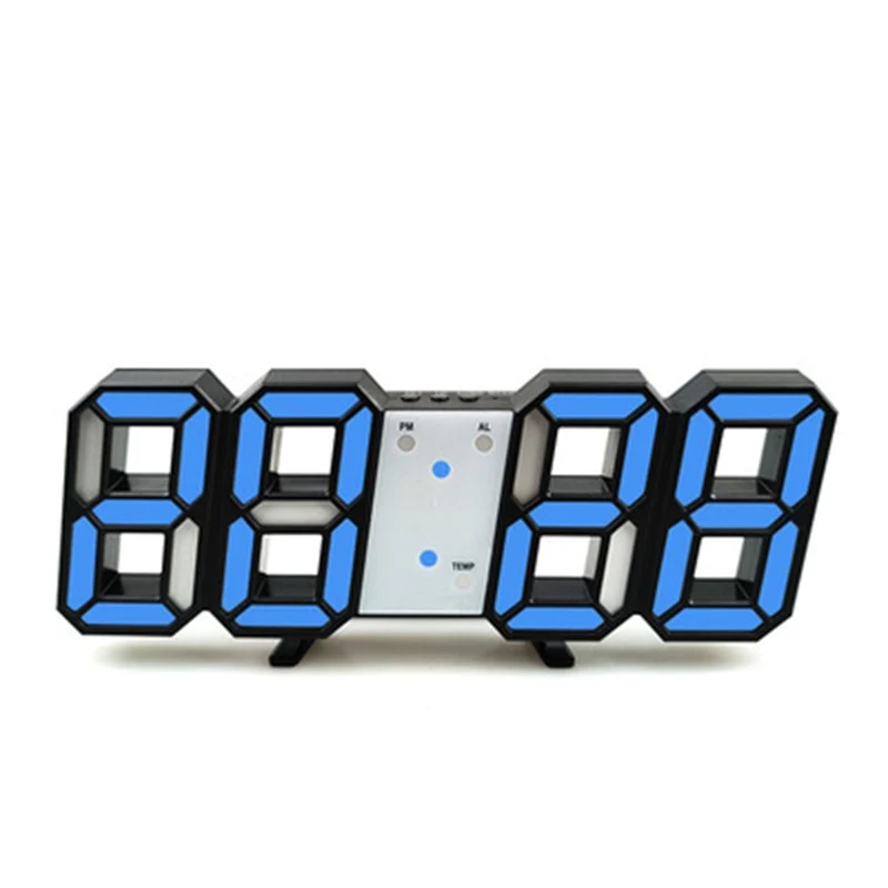 Groß 3D Modern Digital LED Wanduhr 24/12 Stunde USB Display Timer Alarm