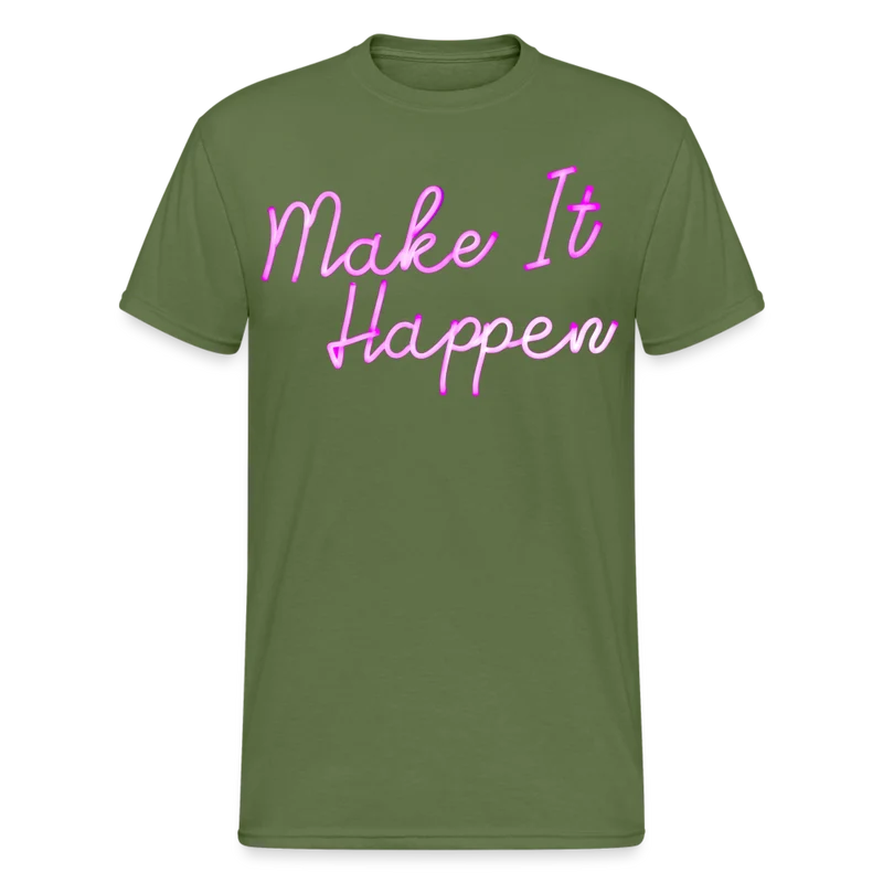Fashion Herren Make It Happen 3D T-Shirt Rundhals Unisex Sommer Streetwear