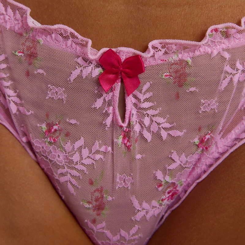 Bedruckte Strings (3er-Pack) - Rosa-Druck