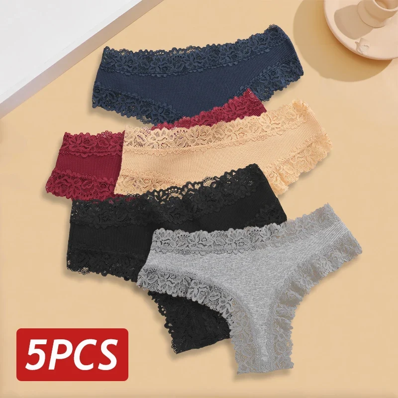 5Stk Frauen Spitze Tanga String Höschen Sexy Schlüpfer Slip Dessous Unterwäsche
